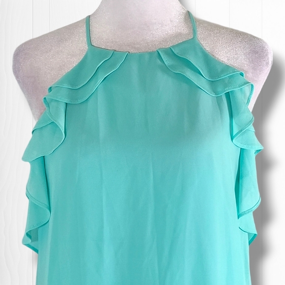 Naked Zebra Women's Mint Sheath Ruffle Halter Mini Dress Size Small - Picture 4 of 11